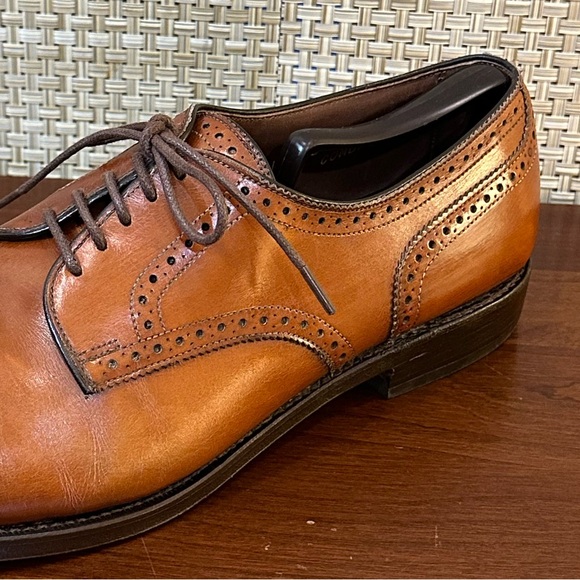 🌟2xHP🌟VTG 1980s-90s Allen Edmonds Walnut Brown Leather Sanford Wing Tip Oxford - Picture 6 of 13
